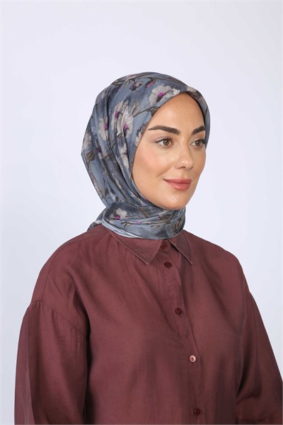 Locella Pamuk Vual Eşarp-Mavi Gri