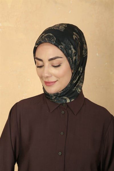 Locella Pamuk Vual Eşarp Siyah-sarı