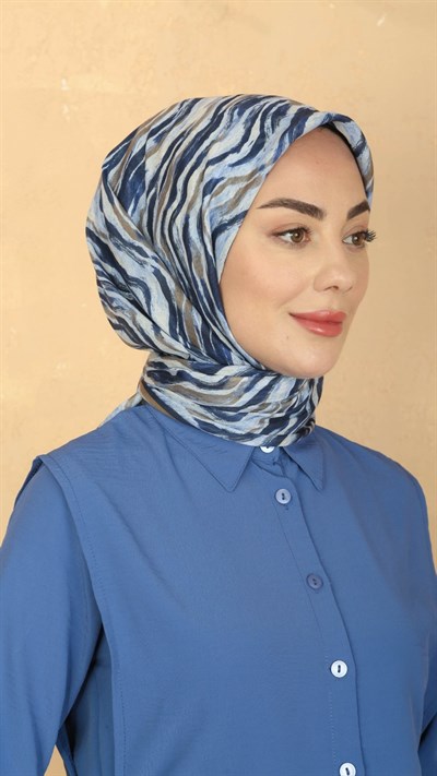 Locella Pamuk Vual Eşarp Lacivert Lila