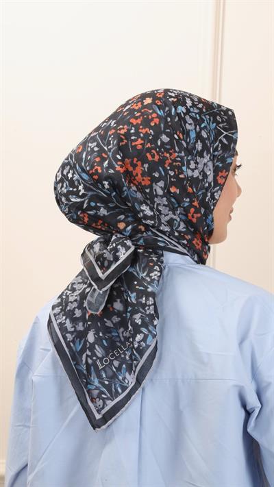 Locella Pamuk Vual Eşarp Siyah Gri-6