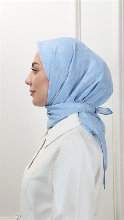 Locella Pamuk Vual Eşarp Açık Mavi-9