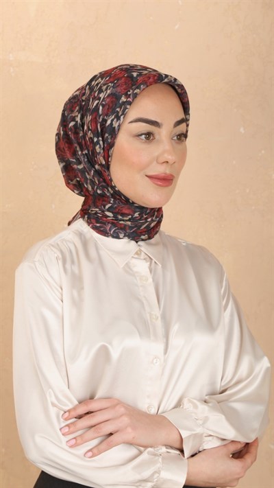 Locella Pamuk Vual Eşarp Kırmızı Siyah