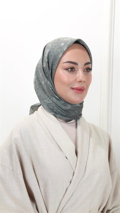 Locella Pamuk Vual Eşarp Haki Yeşil-26