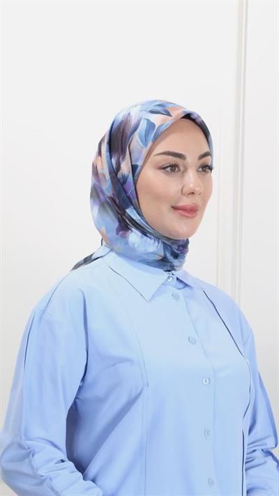 Locella Pamuk Vual Eşarp Açık Mavi-2