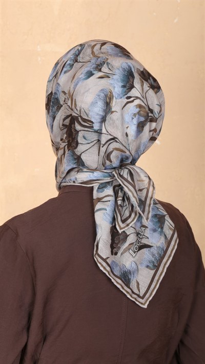 Locella Pamuk Vual Eşarp Kahve Mavi