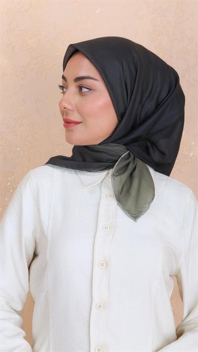 Locella Pamuk Vual Eşarp Siyah Yeşil-6