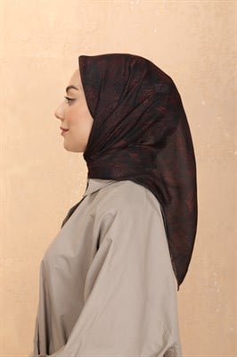 Locella Pamuk Vual Eşarp Siyah Kırmızı