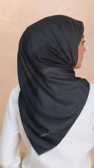 Locella Pamuk Vual Eşarp Siyah Yeşil-6