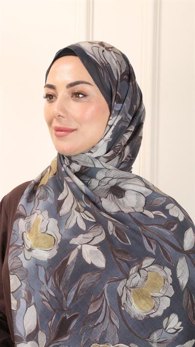 Desenli Pamuk Vual Şal Antrasit-3