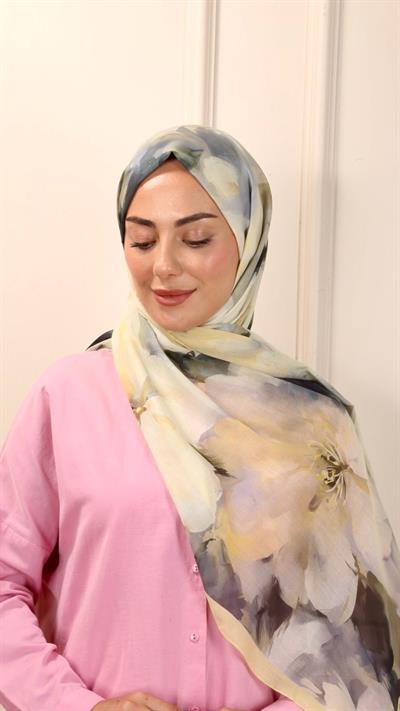 Desenli Pamuk Vual Şal Liora Desen-4
