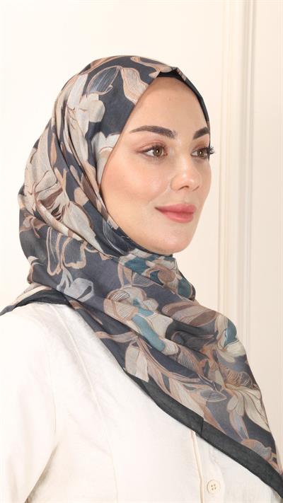 Desenli Pamuk Vual Şal Siyah-1