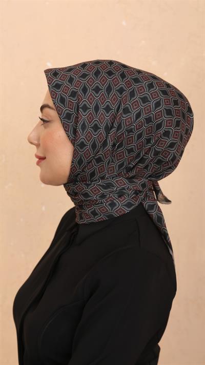 Locella Soft Pamuk Eşarp Siyah Kırmızı