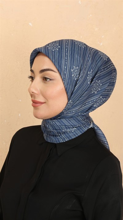 Locella Soft Pamuk Eşarp Mavi