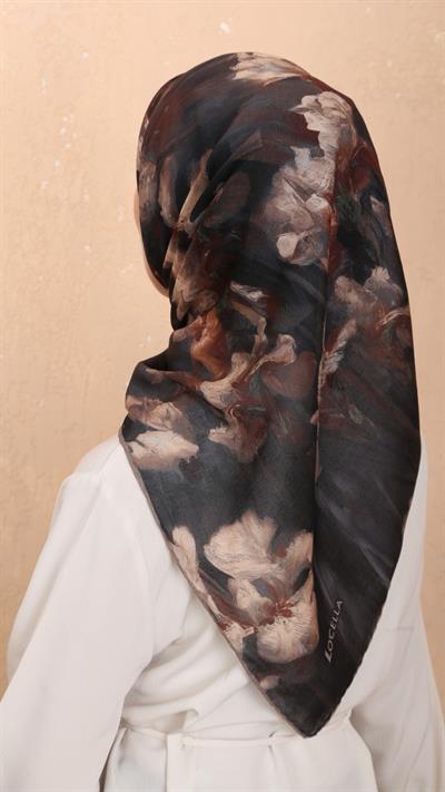 Locella Soft Pamuk Eşarp Siyah Vizon