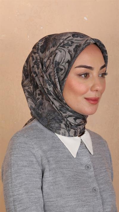 Locella Soft Pamuk Eşarp Siyah Vizon