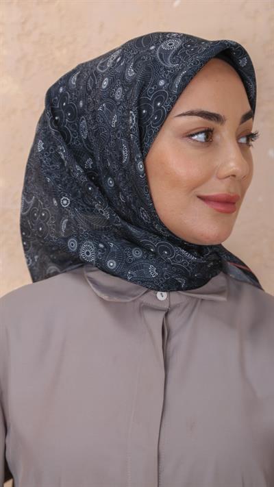 Locella Soft Pamuk Eşarp Siyah Kiremit-8