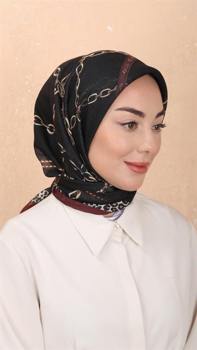 Locella Soft Pamuk Eşarp Siyah Bordo