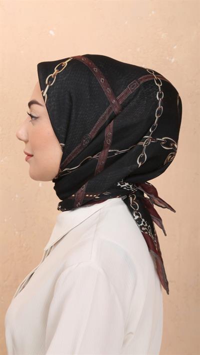 Locella Soft Pamuk Eşarp Siyah Bordo