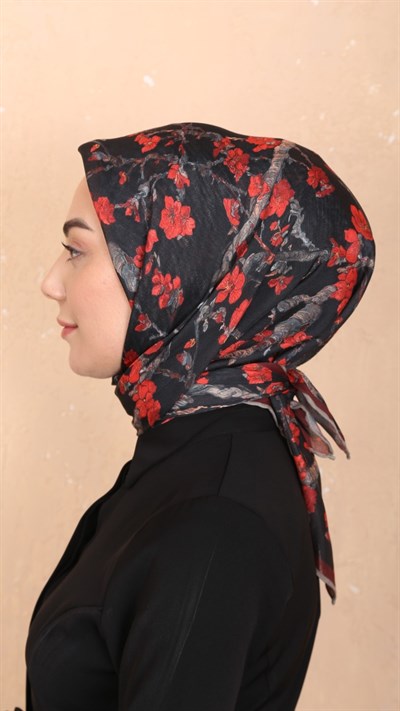 Locella Soft Pamuk Eşarp Siyah Kırmızı