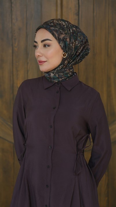 Locella Soft Pamuk Eşarp Zümrüt Kahve