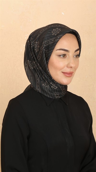 Locella Soft Pamuk Eşarp Siyah Vizon