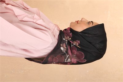 Locella Soft Pamuk Eşarp-Siyah Mürdüm
