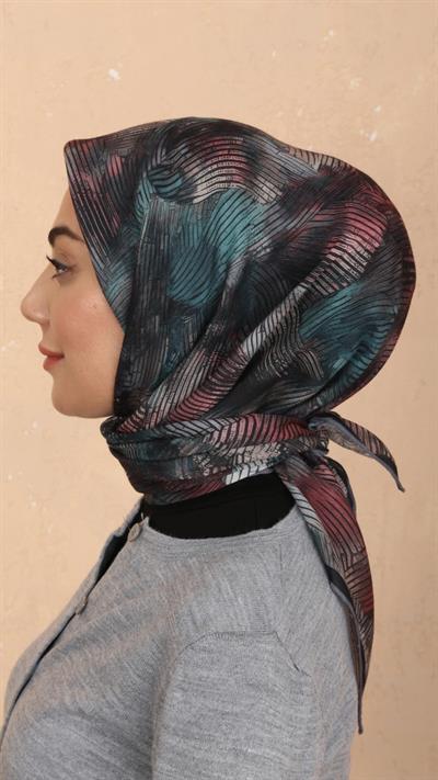 Locella Soft Pamuk Eşarp Siyah Kırmızı-10