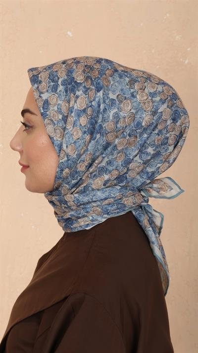 Locella Soft Pamuk Eşarp Mavi-8