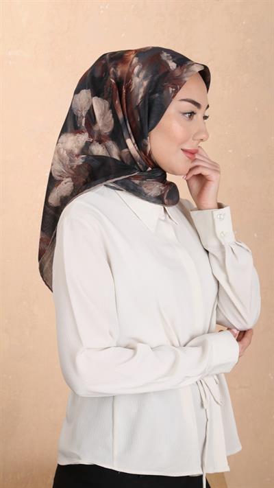 Locella Soft Pamuk Eşarp Siyah Vizon