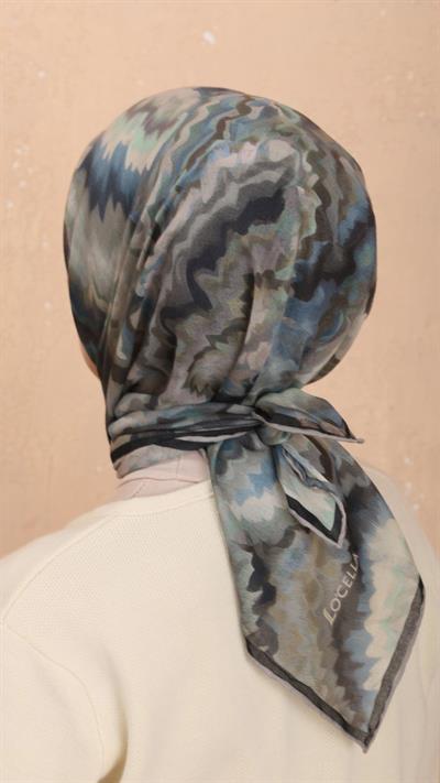 Locella Soft Pamuk Eşarp Siyah Yeşil
