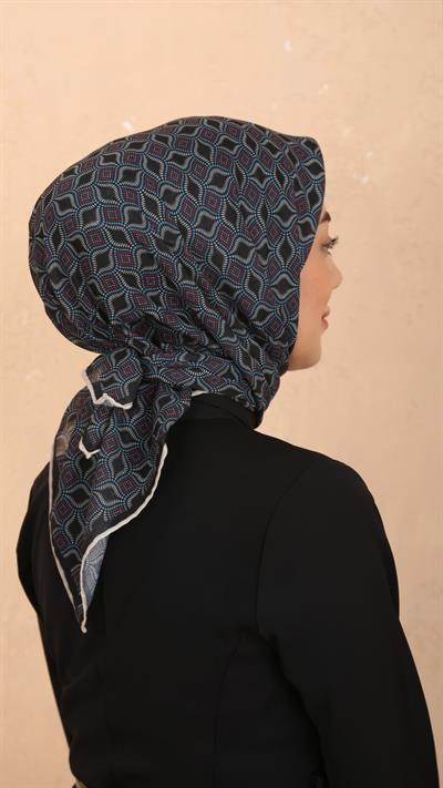 Locella Soft Pamuk Eşarp Siyah Mavi