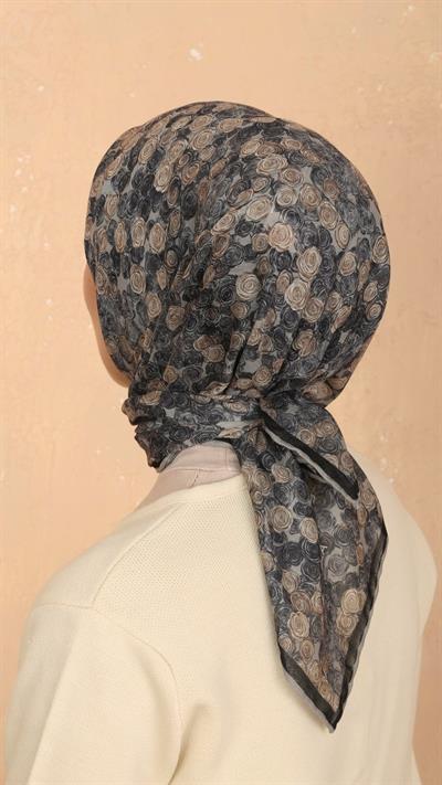 Locella Soft Pamuk Eşarp Antrasit Gold-9