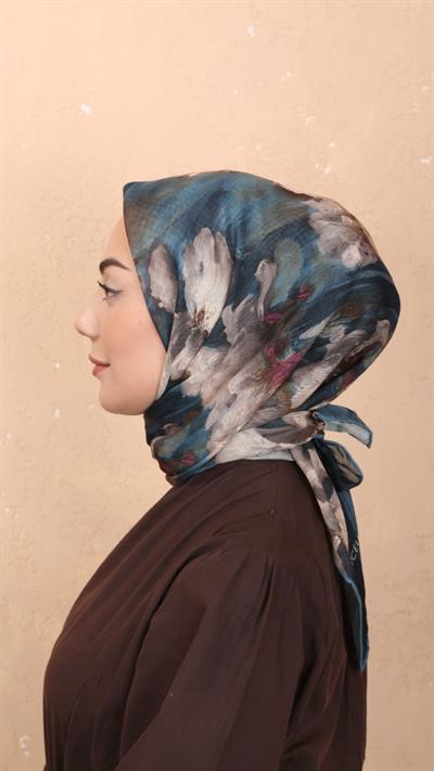 Locella Soft Pamuk Eşarp Petrol Mavi