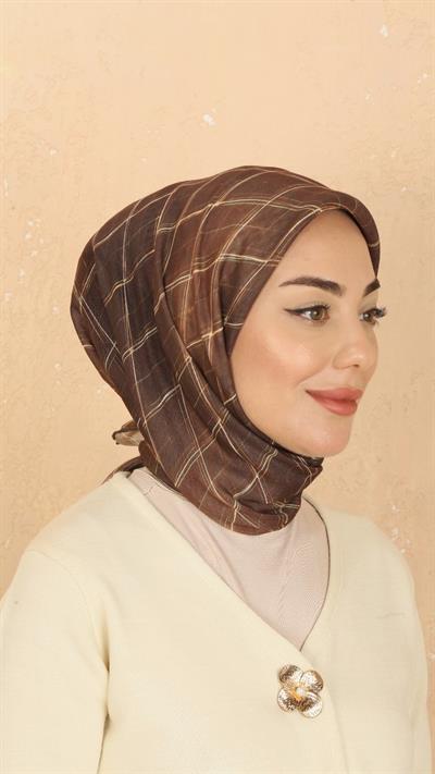 Locella Soft Pamuk Eşarp Kahve-5