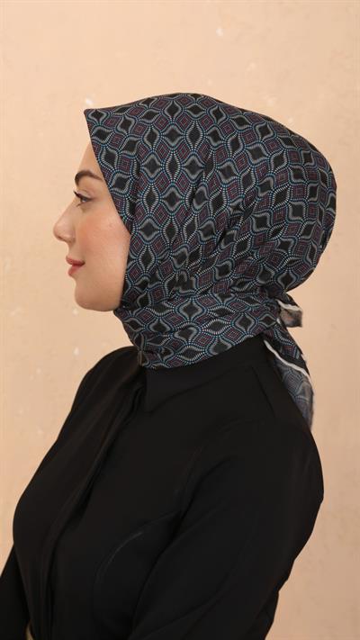 Locella Soft Pamuk Eşarp Siyah Mavi