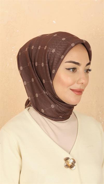Locella Soft Pamuk Eşarp Kahve-1