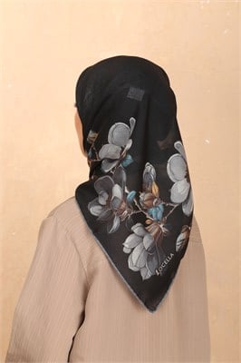 Locella Soft Pamuk Eşarp-Siyah Gri