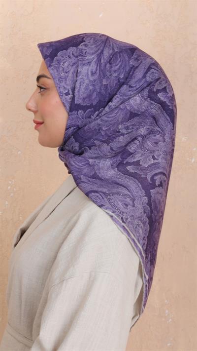 Locella Soft Pamuk Eşarp Mor-5