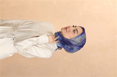Locella Soft Pamuk Eşarp Mavi-Mor