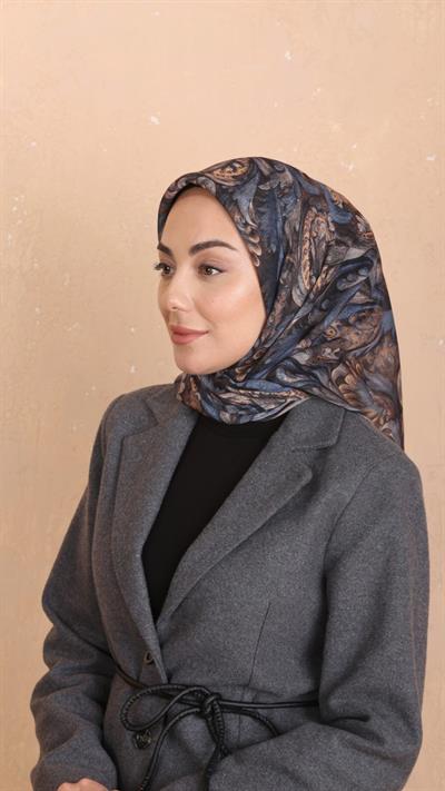 Locella Soft Pamuk Eşarp Siyah Mavi