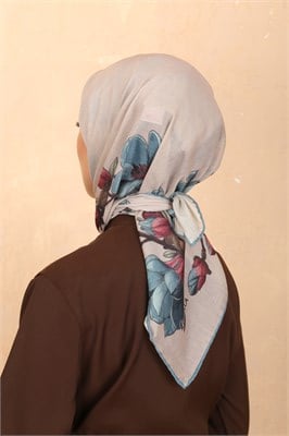 Locella Soft Pamuk Eşarp-Bej Mavi