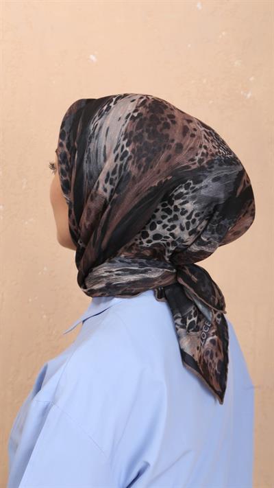 Locella Soft Pamuk Eşarp Siyah Kahve