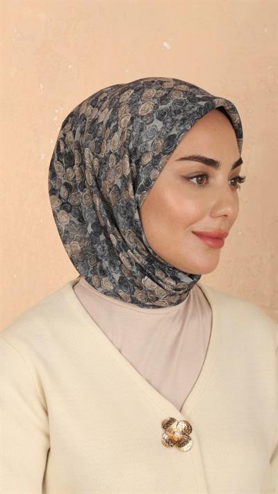 Locella Soft Pamuk Eşarp Antrasit Gold-9