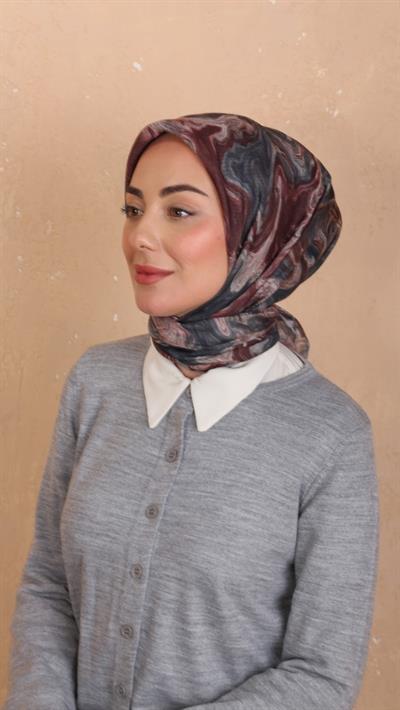 Locella Soft Pamuk Eşarp Antrasit Bordo