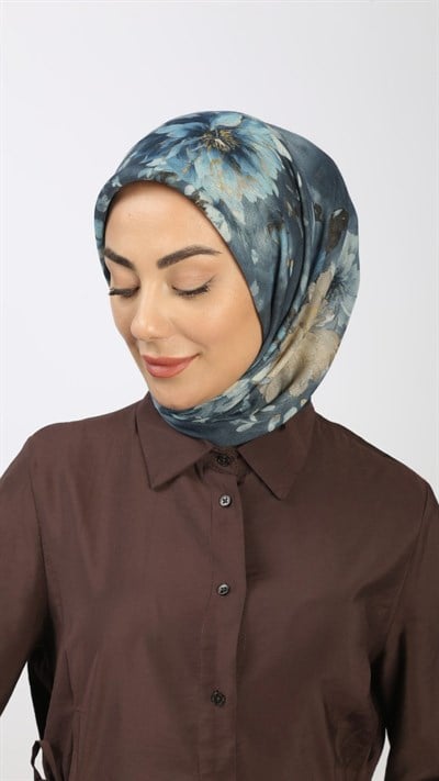 Locella Soft Pamuk Eşarp Petrol Mavi