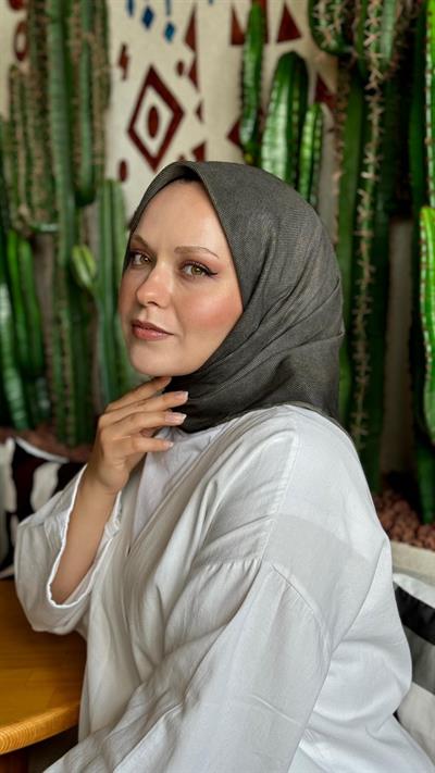 Locella Soft Pamuk Eşarp Haki Yeşil-12