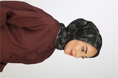 Locella Soft Pamuk Eşarp Siyah Vizon