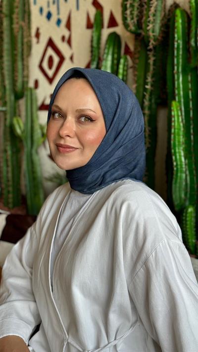 Locella Soft Pamuk Eşarp Koyu Mavi-15