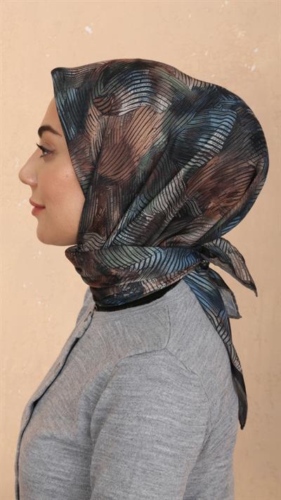 Locella Soft Pamuk Eşarp Siyah Mavi-11