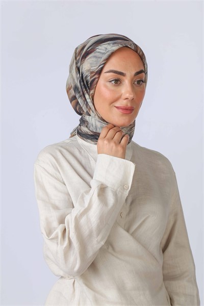 Locella Soft Pamuk Eşarp Krem-Taba-Siyah